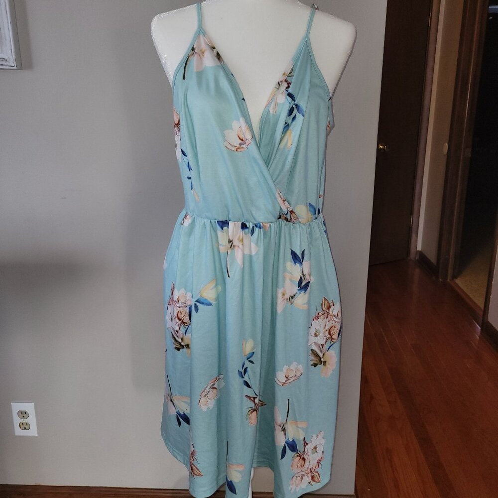 Floral Midi Dress in Light Blue